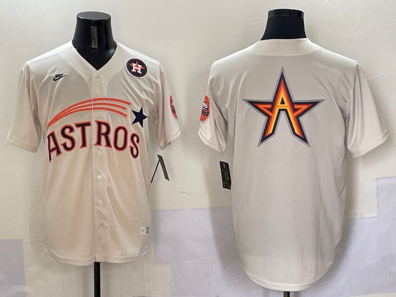 Men Houston Astros Blank Cream Five generations Joint Name 2025 Nike MLB Jersey style 9->houston astros->MLB Jersey